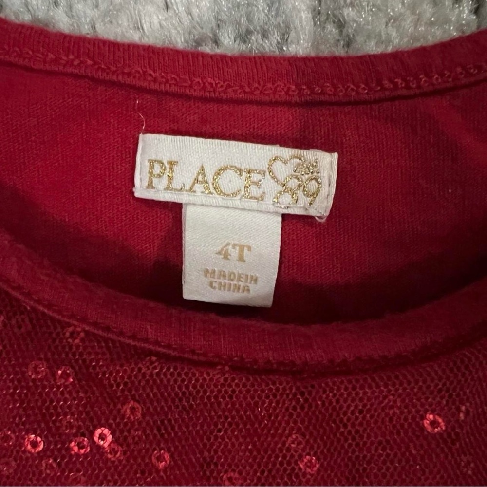 The Children’s Place Red Christmas Holiday Sparkle Dress Size 4T - Picture 3 of 5
